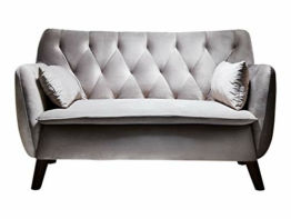 Atlantic Home Collection Sofa Janna, 2 Sitzer, Samt, Silber Grau, 137x76x79 cm (BxTxH) - 1