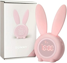 Baby Kinder Lichtwecker Hasenwecker Cute Rabbit Alarm Clock Wake Up Light Nachttischlampe Schlummerfunktion, 6 Laute Geräusche, zeitgesteuertes Nachtlicht Ideal Geschenk für Kinder Mädchen - 1