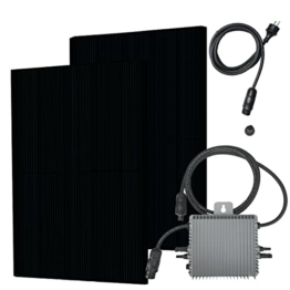Balkonkraftwerk Komplett Set Solarpaket 600W Wlan Kompatibler Mikrowechselrichter inklusive Schuko Stecker Full Black 395 Watt Panele - 1
