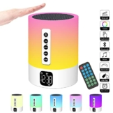 Bluetooth Lautsprecher mit Licht,Wecker mit Licht,Touch Dimmbar Nachttischlampe,White Noise Machine,RGB Farbwechsel Tragbarer Lautsprecher Atmosphäre Tischlampe Geschenke für Mädchen Kinder Jungen - 1