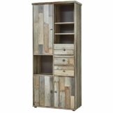 Bonanza Vintage Wohnzimmerschrank in Driftwood Optik - Retro Schrank mit viel Stauraum für Ihr Wohnzimmer - 83 x 188 x 39 cm (B/H/T) - 1