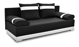 Bonni Schlafsofa ORLEAN, Sofa mit Bettkasten und Schlaffunktionn, Klappsofa, Schlafcouch, Bettsofa, Couch vom Hersteller,Couch, Couchgarnitur, Sofagarnitur (schwarz) - 1