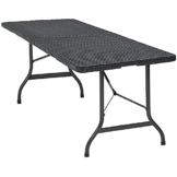 Casaria Gartentisch Klapptisch Klappbar 180 cm Poly Rattan Optik Kunststoff Schwarz Campingtisch Buffettisch Tisch groß - 1