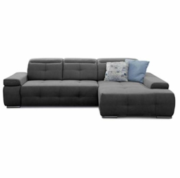 Cavadore Schlafsofa Mistrel mit XL-Longchair, Ecksofa mit leichter Fleckentfernung dank Soft Clean, geeignet für Haushalte mit Kindern, Haustieren, 273 x 77 x 173, dunkelgrau - 1