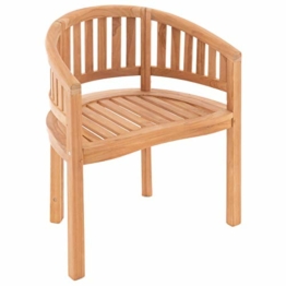 DIVERO Bananenstuhl Gartenstuhl geschwungen Teak Holz bequemer Sitzkomfort - massiv edel stilvoll besonderes Design handgemacht (behandelt) - 1