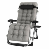 DQCHAIR Lehnender Schwerelosigkeits-Stuhl im Freien mit Getränkehalter, extrabreiter Verstellbarer Liegestuhl für Patio-Garten-Strand-Pool, mit Kissen-Unterstützung 200kg (Color : Silver) - 1