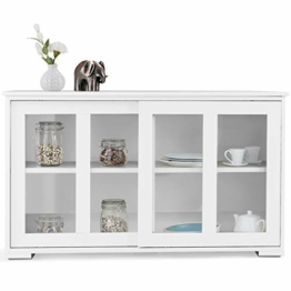 DREAMADE Sideboard, Küchenschrank mit Glastüren, Beistellschrank aus Holz, Aufbewahrungsschrank Stabil, Wohnzimmerschrank mit Großer Kapazität, Küchenregal für Küchen & Wohnzimmer (Weiß) - 1