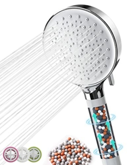 Duschkopf Wassersparend mit Filter.Newentor Duschkopf Regendusche mit 6 Strahlarten,Duschbrause Hochdruck,Wassersparender Sparduschkopf (Duschkopf ohne Schlauch) - 1