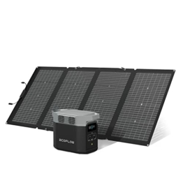 EcoFlow DELTA 2 tragbare Powerstation mit 220W Solar Panel, balkonkraftwerk mit speicher solaranlage balkon und Schnellladung als Solargenerator für die Stromversorgung, für Camping und Wohnmobile - 1