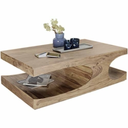 FineBuy Couchtisch Massiv-Holz Akazie 118 cm breit Wohnzimmer-Tisch Design dunkel-braun Landhaus-Stil Beistelltisch Natur-Produkt Wohnzimmermöbel Unikat modern Massivholzmöbel Echtholz rechteckig - 1