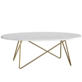 FirFurd Couchtisch Marmor Optik Beistelltisch Gold Sofatisch Oval Kaffeetisch für Wohnzimmer Schlafzimmer 120x60x41 cm - 1