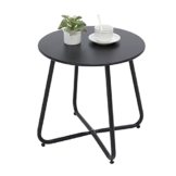 Fokebel Beistelltisch, Kleiner Beistelltisch Metall, Garten Beistelltisch Rund, Couchtish & Kaffeetisch mit Verstellbarer Tischbeine (Schwarz, Ø 45x45H cm) - 1