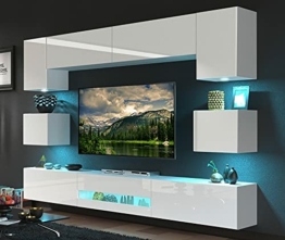 Furnitech BESTA Möbel Schrankwand Wandschrank Wohnwand Mediawand mit Led Beleuchtung Wohnzimmer (LED RGB (16 Farben), DAN1-17W-HG2 1B) - 1