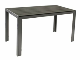 Gartentisch Sorano 70x125cm rechteckig, Gestell Aluminium Silbergrau, Tischplatte Polywood in Holzoptik dunkelgrau, wetterfest - 1