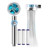 Givenme Duschkopf Handbrause, 360° drehbarer Hochdruck-Duschkopf, WassersparenderDruckerhöhender Duschkopf, 2 Strahlarten mit Filter 3 PP-Baumwolle (Blau) - 1