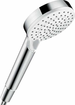 hansgrohe wassersparender Duschkopf Crometta, Sparduschkopf 6l/min, Duschbrause, 2 Strahlarten, Weiß/Chrom - 1