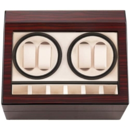 HBselect Uhrenbeweger luxuriöser automatischer Uhrenwender Uhrenvitrine für Automatikuhren, Watch Winder (4 Uhren Klavierlack, braun) - 1