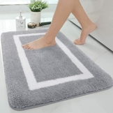 Homaxy Badezimmerteppich Badematte rutschfest Waschbar Badteppich Weiche Mikrofaser Hochflor Badvorleger – 40 x 60 cm, Grau - 1