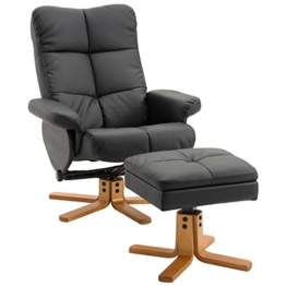 HOMCOM Relaxsessel mit Hocker und Stauraum Fernsehsessel mit Liegefunktion 360° drehbarer Sessel PU Holzgestell Schwarz 80 x 86 x 99cm - 1