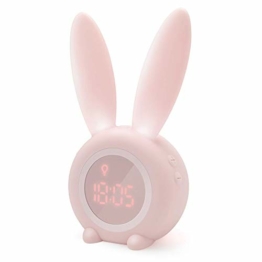 Homealexa Kinder Lichtwecker Cute Rabbit Kinderwecker Creative Nachttischlampe Snooze-Funktion, zeitgesteuertes Nachtlicht, Kindertagesgeschenk für Kinder, Mädchen (Pink) - 1
