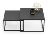 HomeCo. Couchtisch 2er Set schwarz 42cm und 36cm hoch, Beistelltisch Loft Design, 2 in 1 Verschachtelung, Kratzfeste Oberfläche, Wohnzimmer - 1