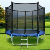 HomeMiYN Trampolin Ø 183/244/305/366cm Gartentrampolin mit Sicherheitsnetz, Trampolin mit Leiterkombination, UV-beständig wasserdichtes Outdoor-Trampolin für Kinder und Familien - 1