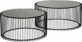 Kare Design Couchtisch Wire Black 2er Set, runder, moderner Glastisch, großer Beistelltisch, Kaffeetisch, Nachttisch, Kupfer (H/B/T) 30,5xØ60cm & 33,5xØ69,5cm - 1