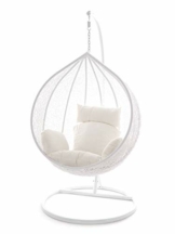 Kideo Swing Chair Hängesessel Hängestuhl Polyrattan Schwebesitz Loungesessel (weiß) - 1