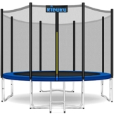 KIDUKU® Trampolin Ø 305 cm | TÜV Rheinland geprüft | Komplettset mit Sicherheitsnetz, Leiter, Randabdeckung, Bodenanker & Zubehör | Outdoor Gartentrampolin Kinder-Trampolin Belastbarkeit 150 kg - 1