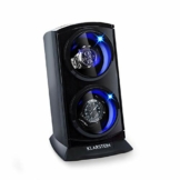 Klarstein Uhrenbeweger, Automatik-Uhrenbeweger, Watch Winder, Uhrenbeweger für Automatikuhren, Leiser Automatischer Uhrenbeweger, Platz für 2 Uhren, LED Beleuchtung, 3 Drehmodi, 4 Rotation, Schwarz - 1