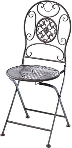 Kobolo Metallstuhl Gartenstuhl Vintage Stuhl aus Metall - klappbar - braun - 91cm - 1