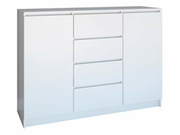 Kommode Orson 2d4s, Highboard, Anrichte, Sideboard, Mehrzweckschrank, Schlafzimmer, Wohnzimmerschrank, Gästezimmer, Schrank (Weiß) - 1