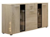 Kommode Salsa Anrichte Highboard Sideboard Schrank Naturtöne Mehrzweckschrank Wohnzimmerschrank, Anrichte (mit Blauer LED Beleuchtung, Sonoma Eiche) - 1