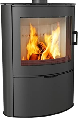 KRATKI Stahlofen AB-2 | 10 kW | RRØ 150 mm | Holzofen 105,2 x 76,1 x 46 cm | Stahlofen mit Verglasung | Erfüllt die Norme BImSchV Stufe 2, 15a B-VG | Kaminofen ideal für Jede Wohnung & Zuhause - 1