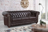 Küchen-Preisbombe Edles Chesterfield Sofa 3 Sitzer in Kunstleder Vintage braun Couch Polstersofa - 1