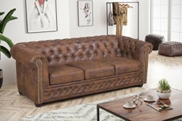 Küchen-Preisbombe Edles Chesterfield Sofa 3 Sitzer in Mikrofaser Vintage braun Couch Polstersofa - 1