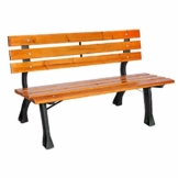 LINDER EXCLUSIV Stabile Parkbank Holz Eisen Gartenbank Bank Sitzbank 120 x 56 x 70 cm Natur hell - 1