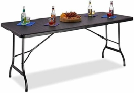 MaxxGarden - Campingtisch Klappbar Mit Griff Zum Tragen - Klapptisch Ideal Als Camping Tisch, Gartentisch, Biertisch & Dj Tisch, 180 x 75 x 74 cm, Schwarz - 1