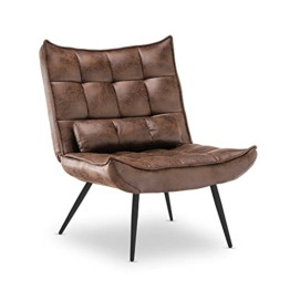 MCombo moderner Sessel Relaxsessel für Wohnzimmer, mit Taillenkissen, Retro Vintage Lesesessel Loungesessel Stuhl Polstersessel, 4779-1 (ohne Hocker, Braun-Mikrofaser) - 1