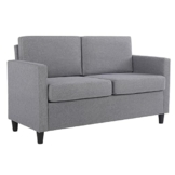 Mingone Sofa 2-Sitzer Leinen Stoffsofa Abnehmbare Rückenlehne Doppelsofa Polstersofa kleines Sofa für Wohnzimmer, Küche(Grau) - 1