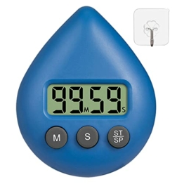 Muskela Digitaler Dusch-Timer, wasserdicht, Wassertropfenform, 5 Farben, energiesparend, digitaler Timer, Zahnbürsten-Timer (blau) - 1