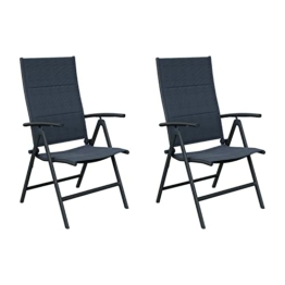 NATERIAL - 2er Set Gartenstühle Orion mit Armlehnen - 2 Gartensessel - Klappbar - Klappstühle - Multipositionssessel - Hochlehner - 7-Fach verstellbar - Aluminium - Textilene - Anthrazit - 1