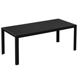 Outsunny Gartentisch Aluminium Tisch Garten Terrasse Holz-Kunststoff Polyholz schwarz - 1
