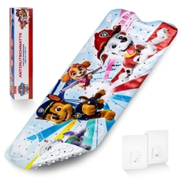 PAW Patrol rutschfeste Badematte für Kinder - Anti Schimmel Badewanneneinlage für PAW Patrol Fans, antibakteriell, mit Saugnäpfen, Aufhängern und Ablauflöchern, 100x40cm - 1