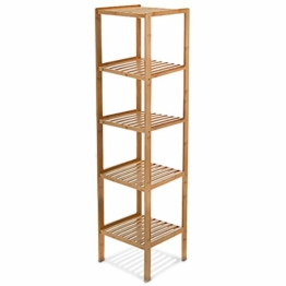 Relaxdays Badregal Bambus, Standregal Badezimmer & Küche, Bambusregal mit 5 offenen Ablagen, HBT 140 x 34 x 33 cm, Natur, Braun, Ablageflächen - 1