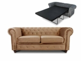 Schlafsofa Chesterfield Asti Bis 2-Sitzer, Sofa mit Schlaffunktion, Couch 2-er, Couchgarnitur, Sofagarnitur, Holzfüße, Glamour (Beige (Velvet 28)) - 1