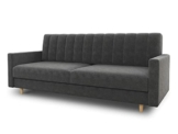 Schlafsofa Sara - Sofa mit Schlaffunktion und Bettkasten, Bettsofa mit Wellenfeder, Schlafcouch mit Holzfüße, Couch vom Hersteller, Couchgarnitur, Velours (Graphit (Kronos 22)) - 1