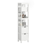 SoBuy® FRG126-W Hochschrank für Bad Badregal mit Fußpolster Badezimmer Badmöbel weiß - 1