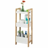 SoBuy® FRG226-WN Badregal in weiß/Kautschukholz Standregal Küchenregal mit 3 Ablagefächern BHT ca: 28x74x20cm - 1