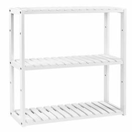 SONGMICS Badregal, Badezimmerregal, Bambus-Regal, Pflanzenregal mit 3 verstellbaren Ablagen, Wandmontage, freistehend, für Wohnzimmer, Flur, Küche, 60 x 15 x 54 cm, weiß BCB13W - 1